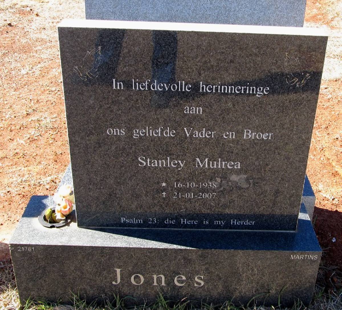 JONES Stanley Mulrea 1938-2007