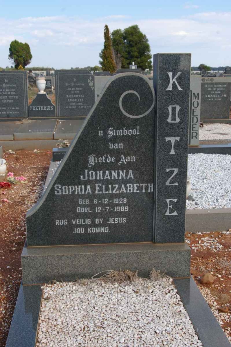 KOTZE Johanna Sophia Elizabeth 1928-1989