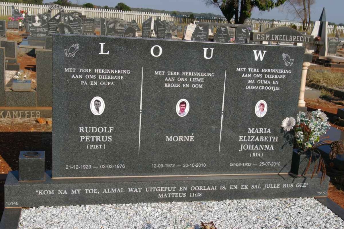 LOUW Rudolf Petrus 1929-1976 &amp; Maria Elizabeth Johanna 1932-2010 :: LOUW Morne 1972-2010