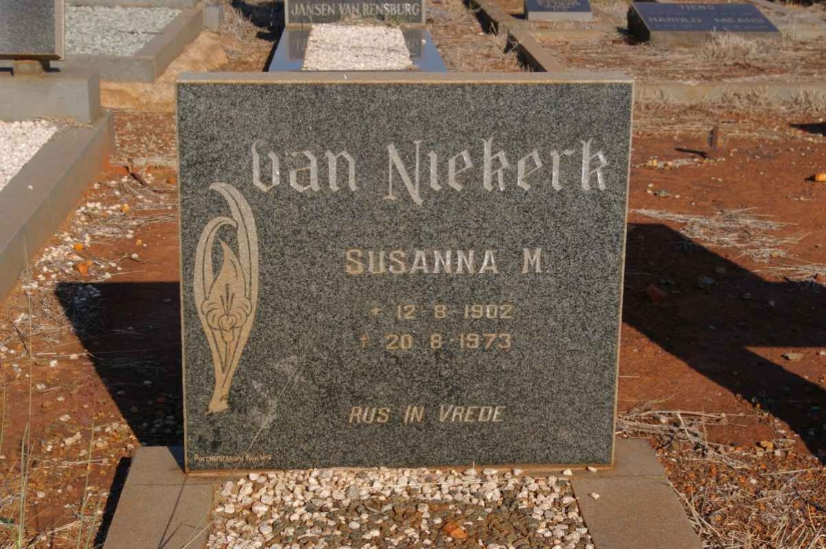 NIEKERK Susanna M., van 1902-1973