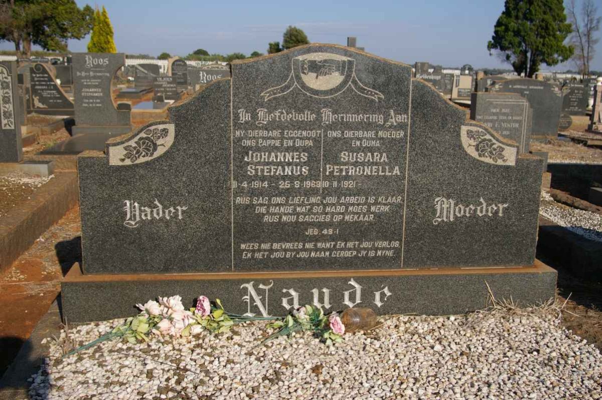 NAUDE Johannes Stefanus 1914-1968 &amp; Susara Petronella 1921-