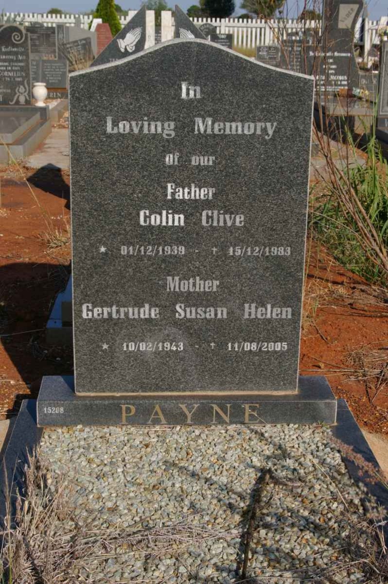 PAYNE Colin Clive 1939-1983 &amp; Gertrude Susan Helen 1943-2005