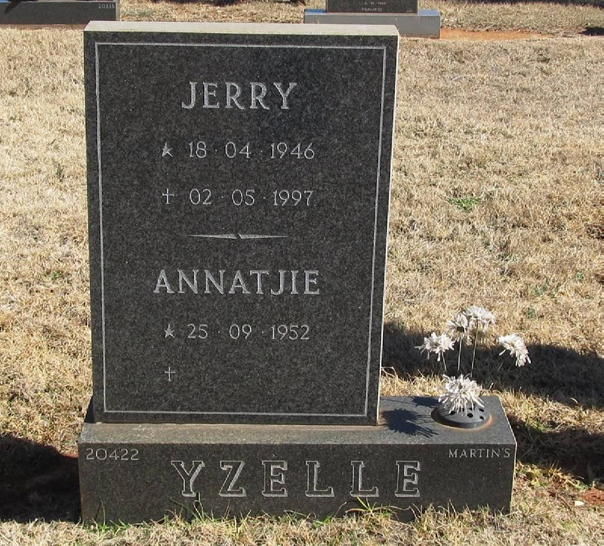 YZELLE Jerry 1946-1997 &amp; Annatjie 1952-