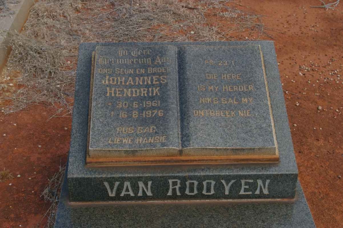ROOYEN Johannes Hendrik, van 1961-1976