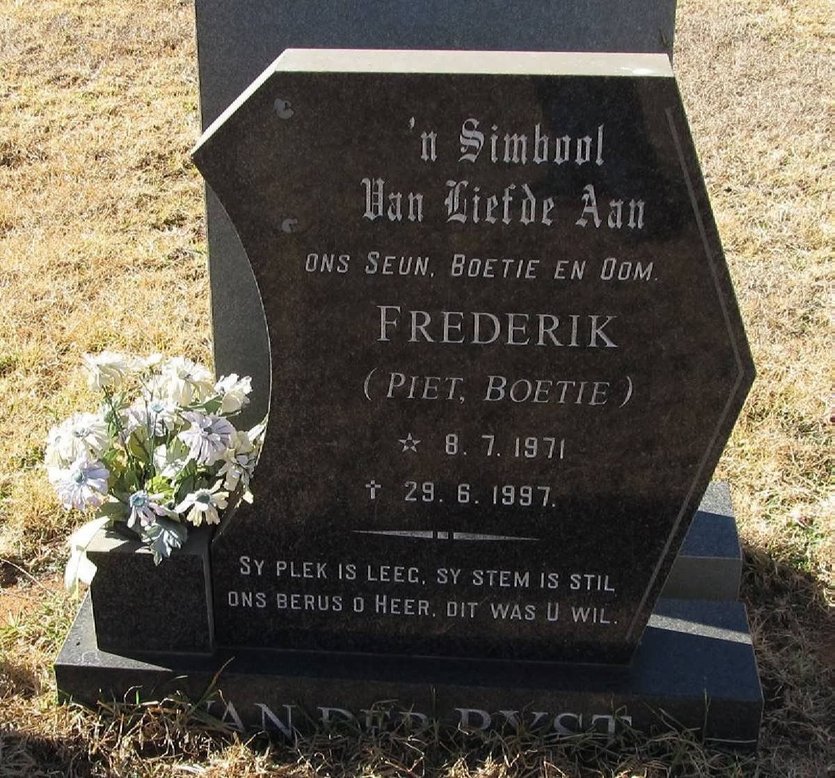 RYST Frederik, van der 1971-1997