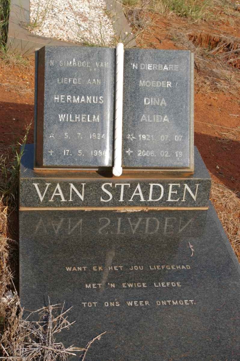 STADEN Hermanus Wilhelm, van 1924-1980 &amp; Dina Alida 1921-2006