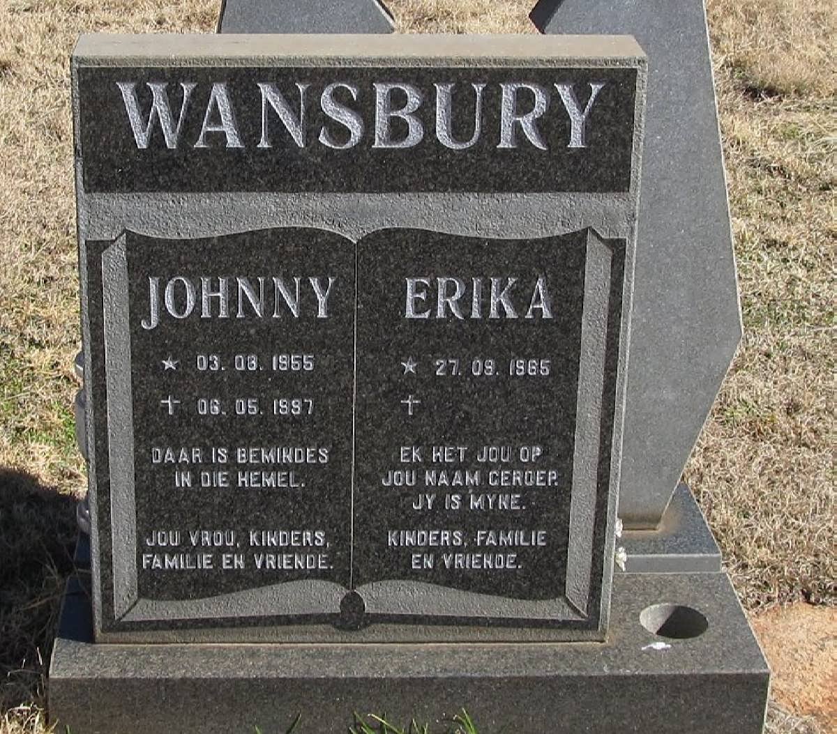 WANSBURY Johnny 1955-1997 &amp; Erika 1965-
