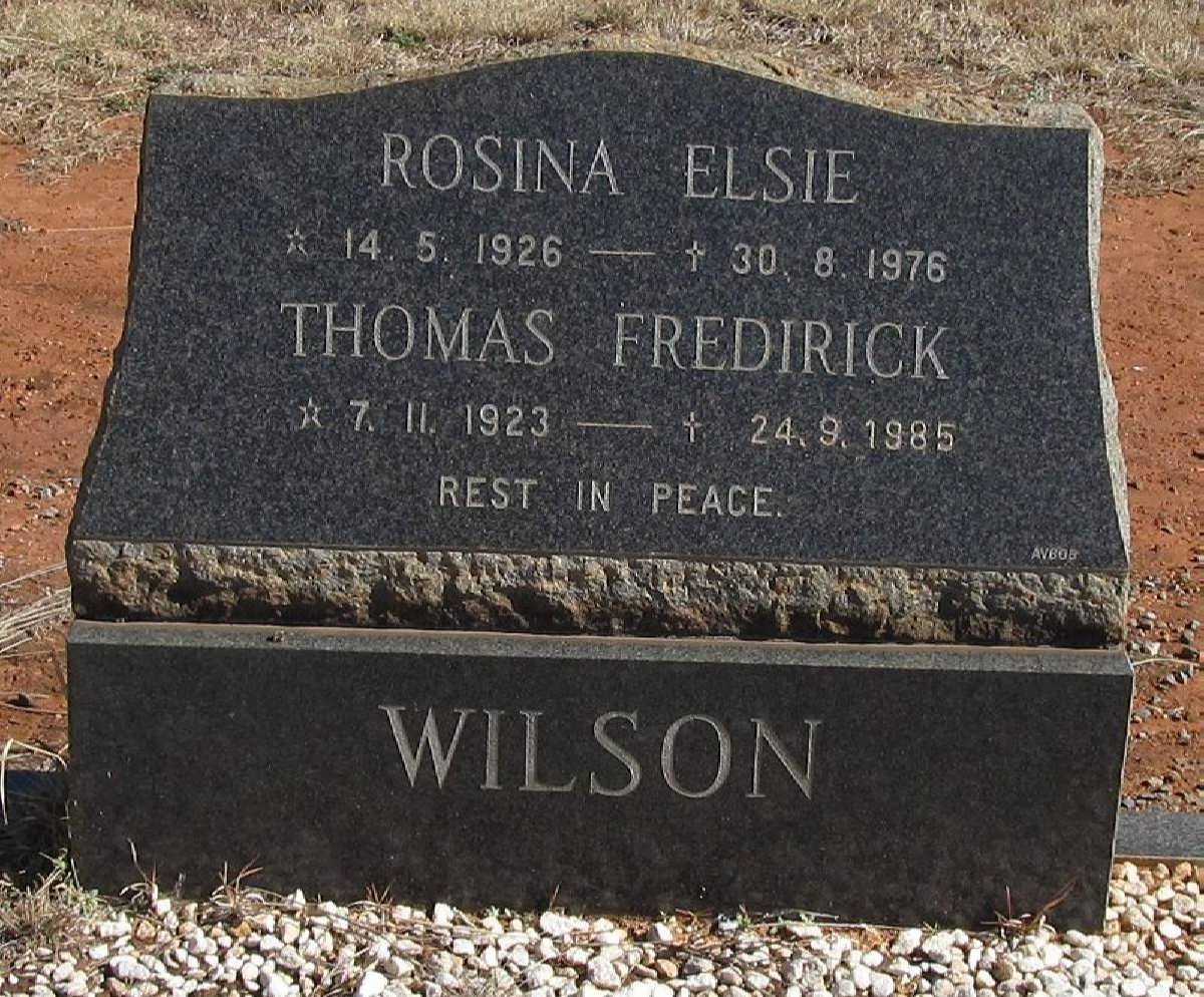 WILSON Thomas Fredirick 1923-1985 &amp; Rosina Elsie 1926-1976