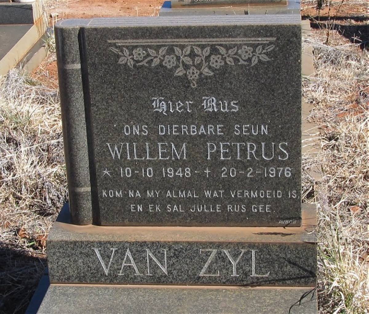 ZYL Willem Petrus, van 1948-1976