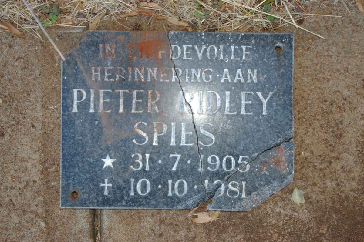 SPIES Pieter Ridley 1905-1981
