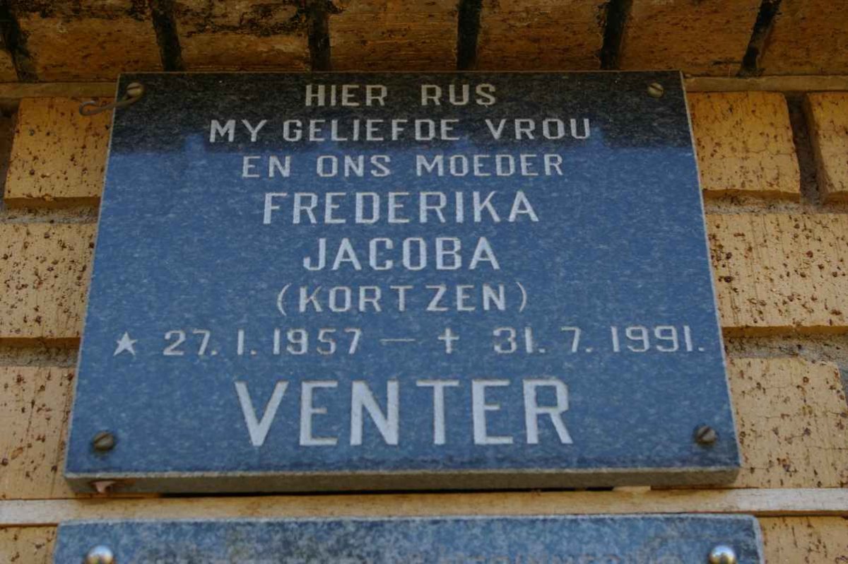 VENTER Frederika Jacoba nee KORTZEN 1957-1991
