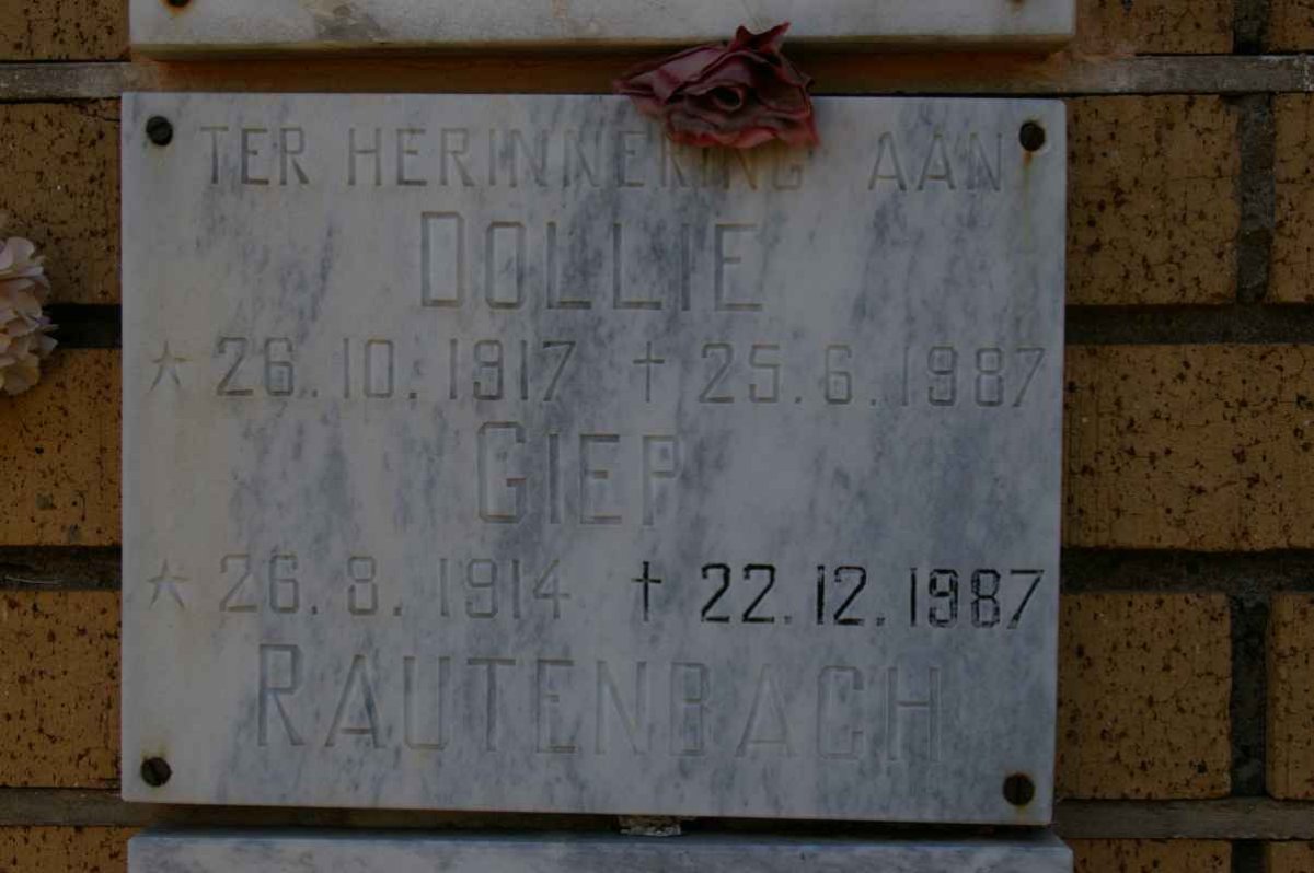 RAUTENBACH Giep 1914-1987 &amp; Dollie 1917-1987