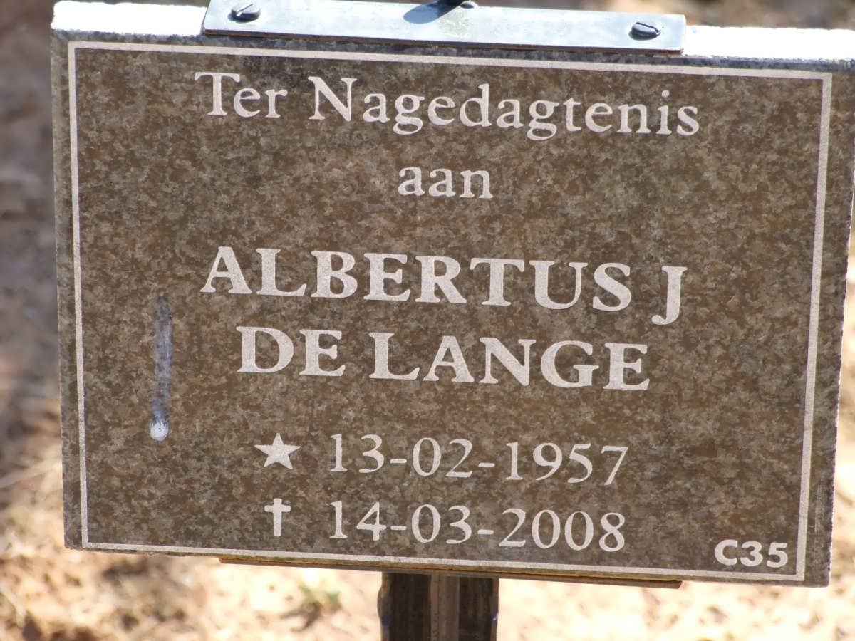 LANGE Albertus J., de 1957-2008