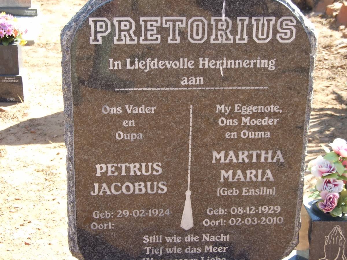 PRETORIUS Petrus Jacobus 1924- &amp; Martha Maria ENSLIN 1929-2010