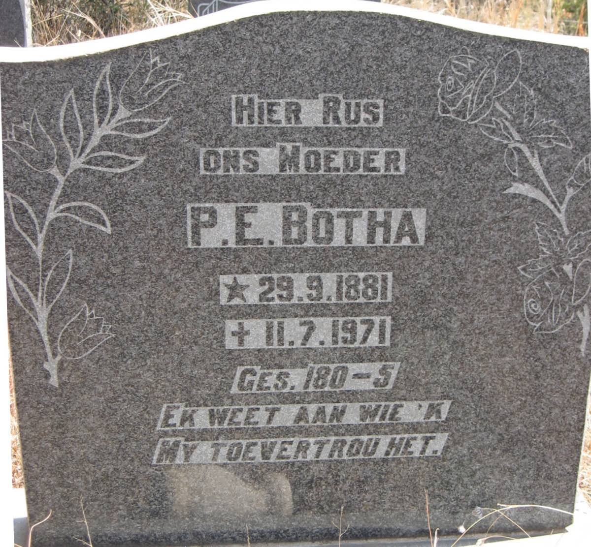 BOTHA P.E. 1881-1971