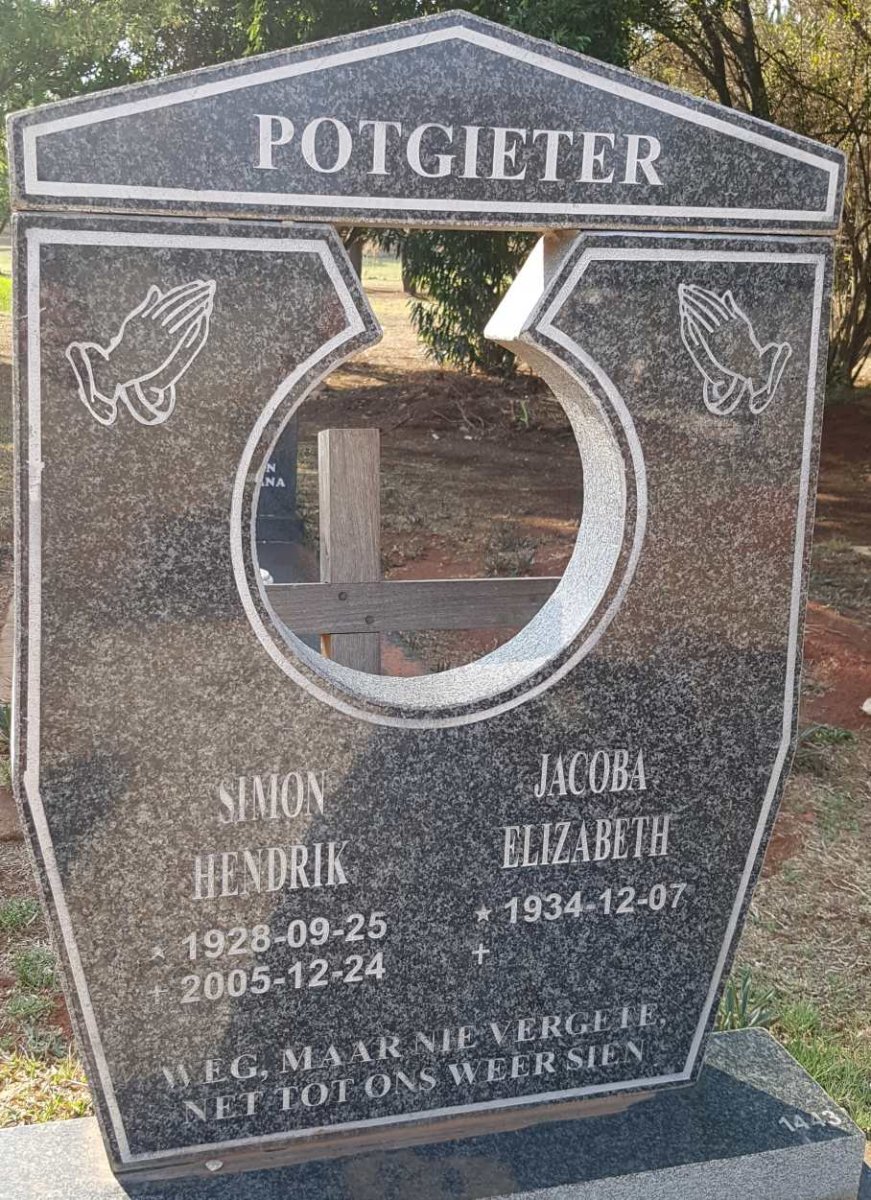 POTGIETER Simon Hendrik 1928-2005 &amp; Jacoba Elizabeth 1934-