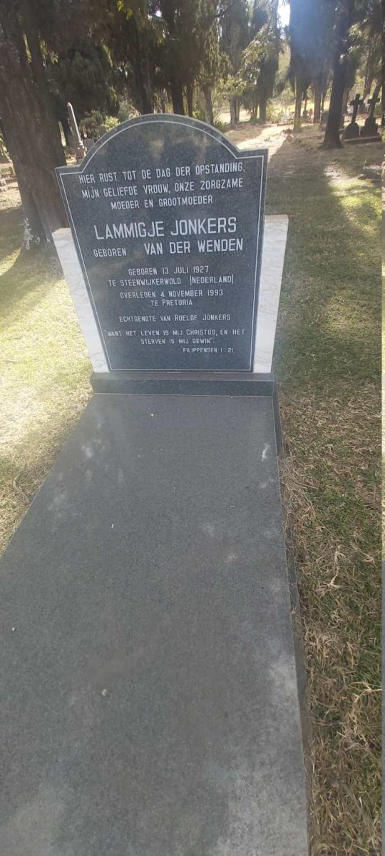 JONKERS Lammigje nee VAN DER WENDEN 1927-1993
