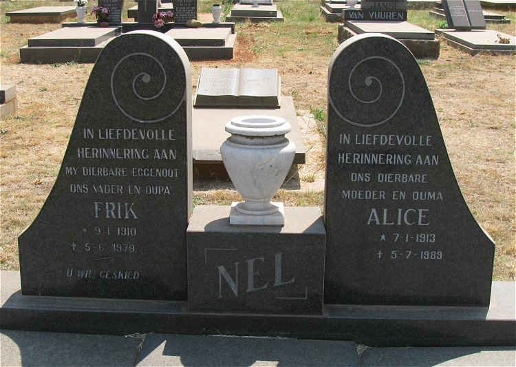 NEL Frik 1910-1979 &amp; Alice 1913-1989