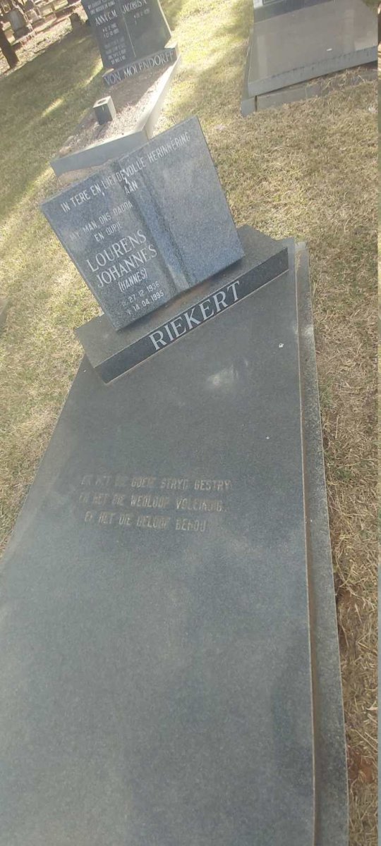 RIEKERT Lourens Johannes 1936-1995