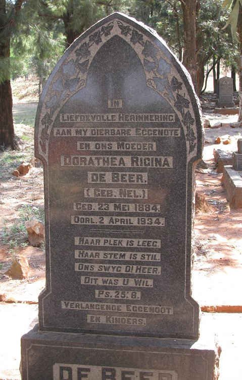 BEER Dorathea Rigina, de nee NEL 1884-1934