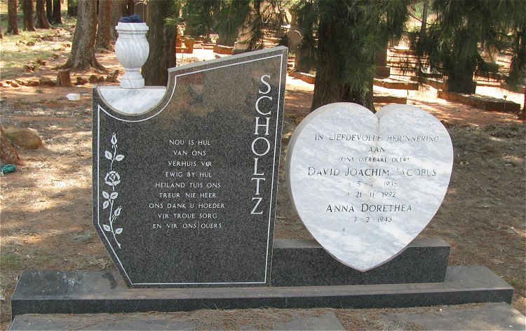 SCHOLTZ David Joachim Jacobus 1915-1992 &amp; Anna Dorothea 1943