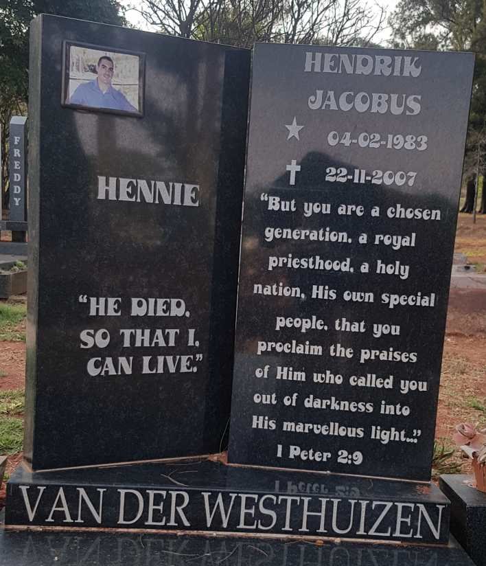 WESTHUIZEN Hendrik Jacobus, van der 1983-2007