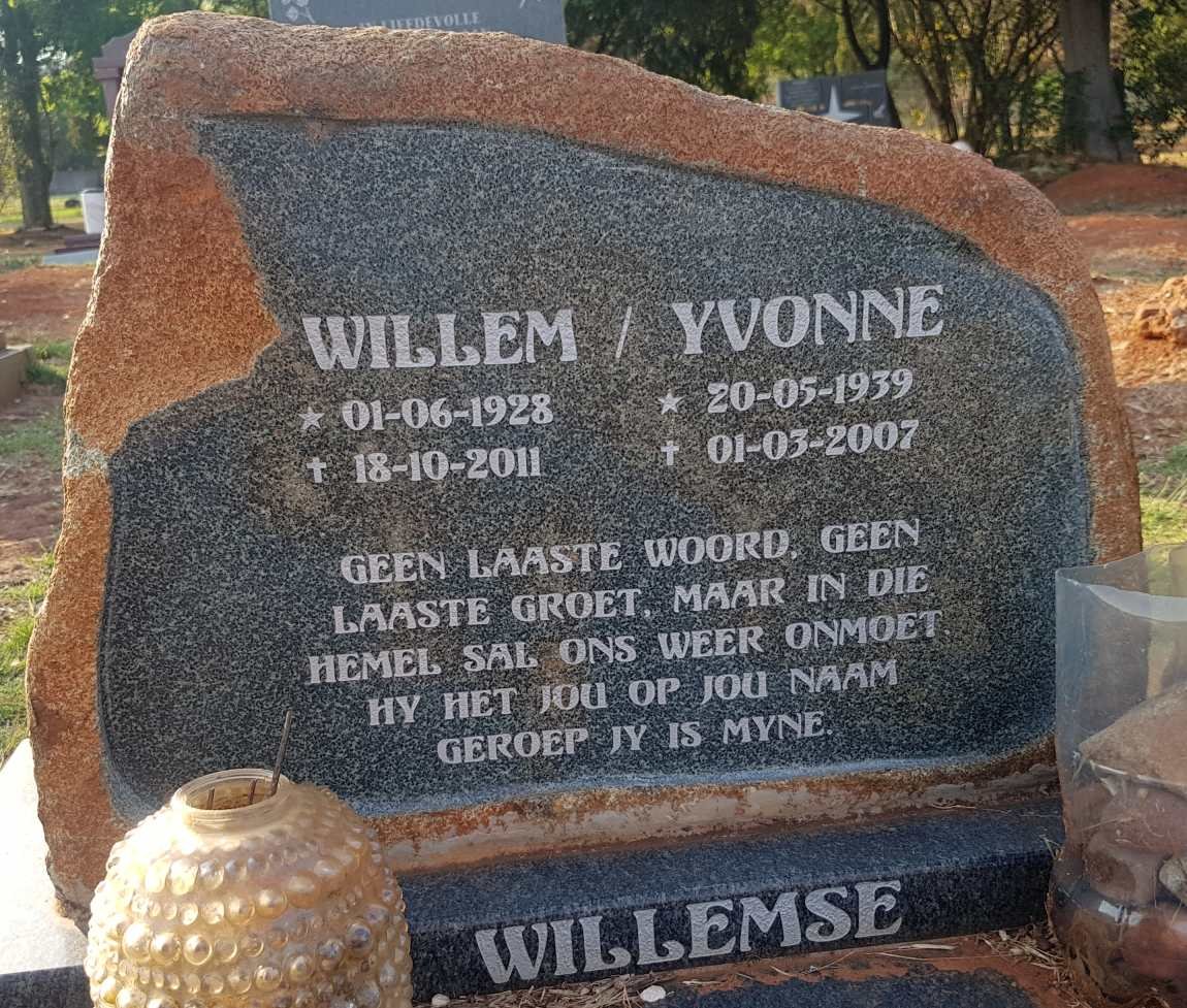 WILLEMSE Willem 1928-2011 &amp; Yvonne 1939-2007