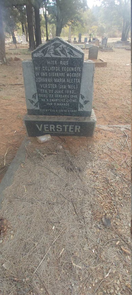 VERSTER Johanna Maria Aletta nee NEL 1883-1948