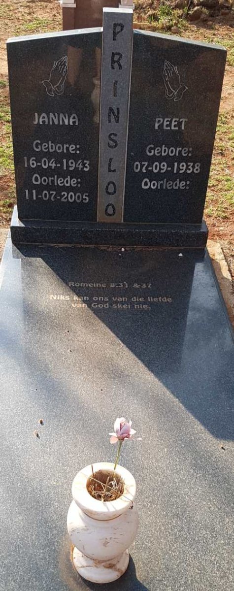 PRINSLOO Peet 1938- &amp; Janna 1943-2005
