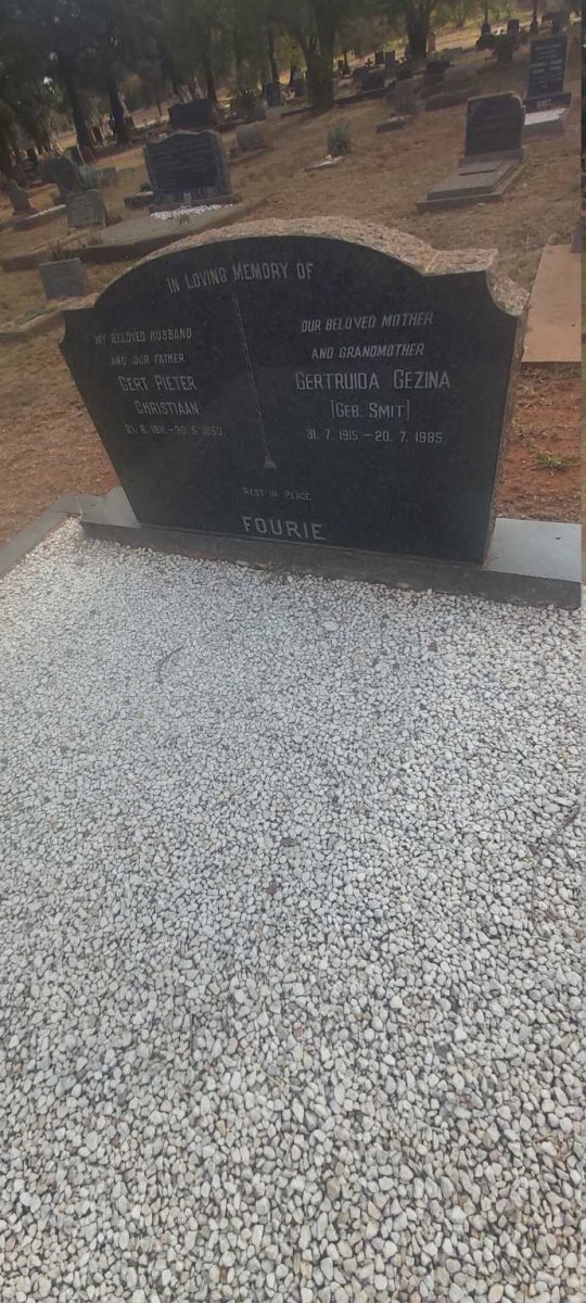 FOURIE Gert Pieter Christiaan 1911-1960 &amp; Getruida Gezina SMIT 1915-1985