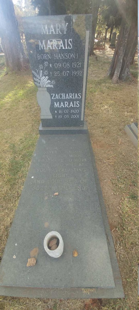 MARAIS Zacharias 1920-2001 &amp; Mary HANSON 1921-1992