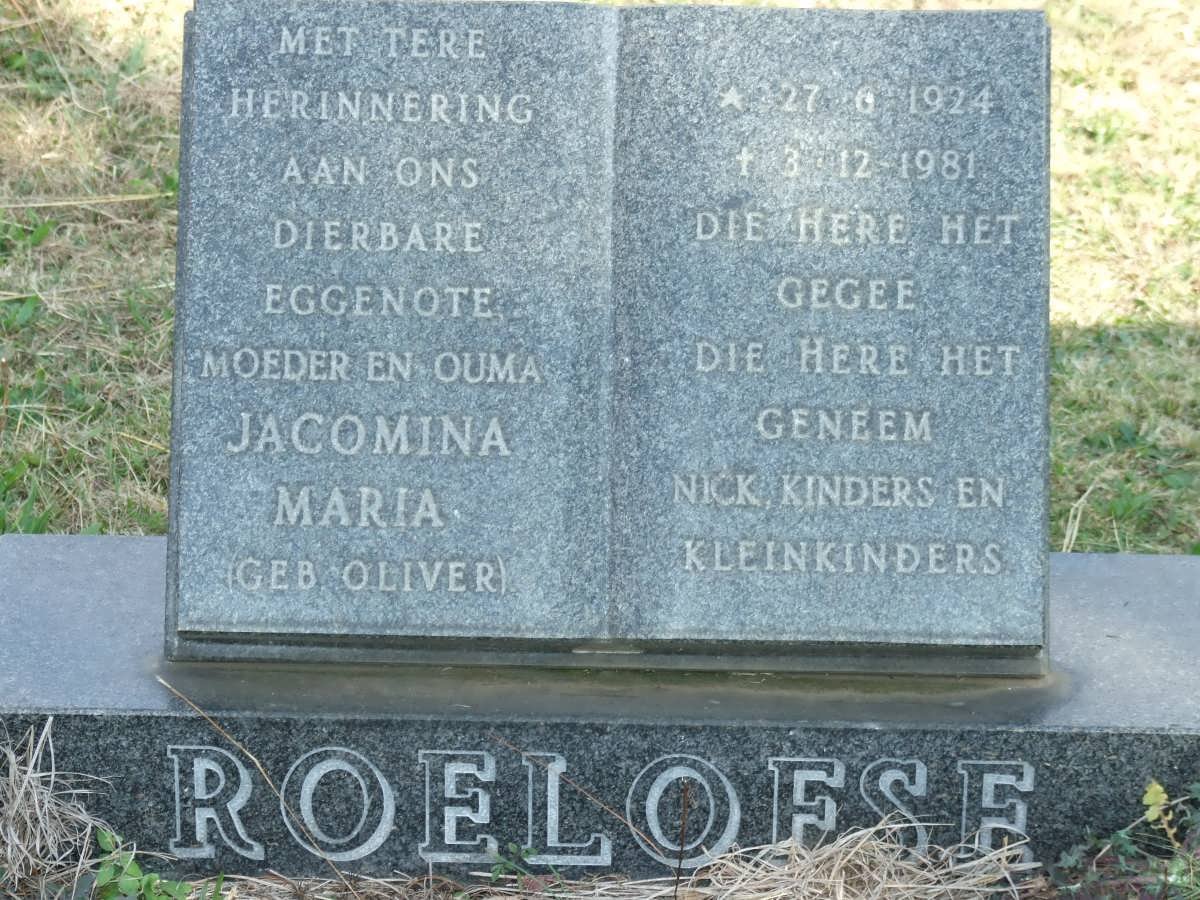 ROELOFSE Jacomina Maria nee OLIVER 1924-1981