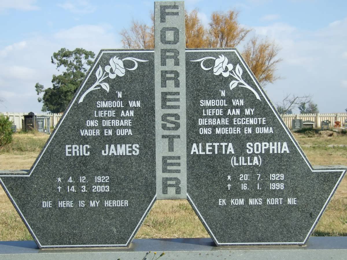 FORRESTER Eric James 1922-2003 &amp; Aletta Sophia 1929-1998