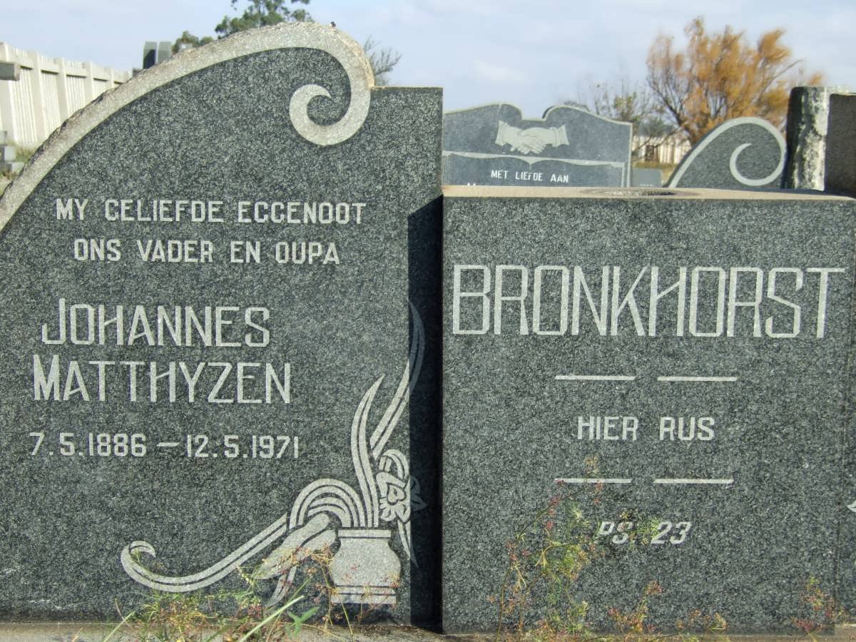 BRONKHORST Johannes Matthyzen 1886-1971