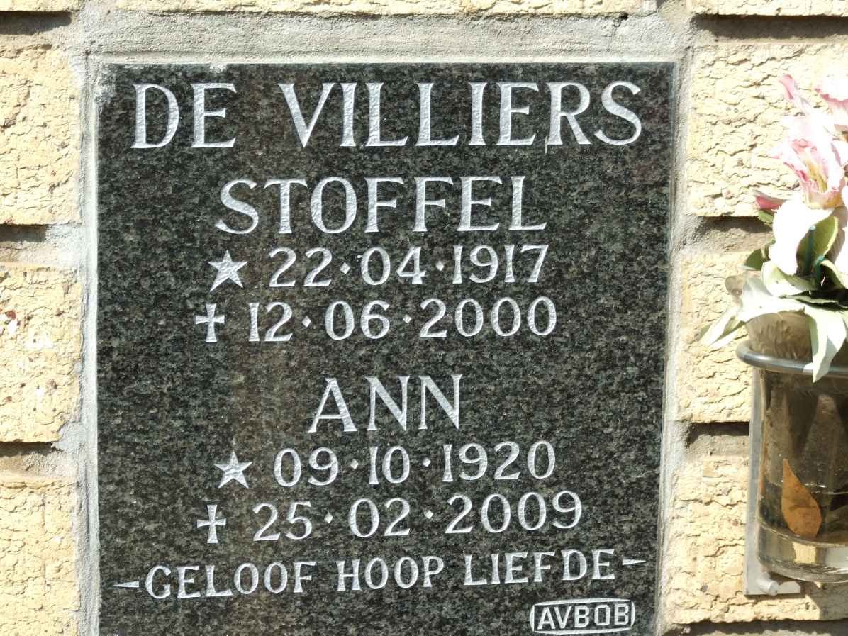 VILLIERS Stoffel, de 1917-2000 &amp; Ann 1921-2009