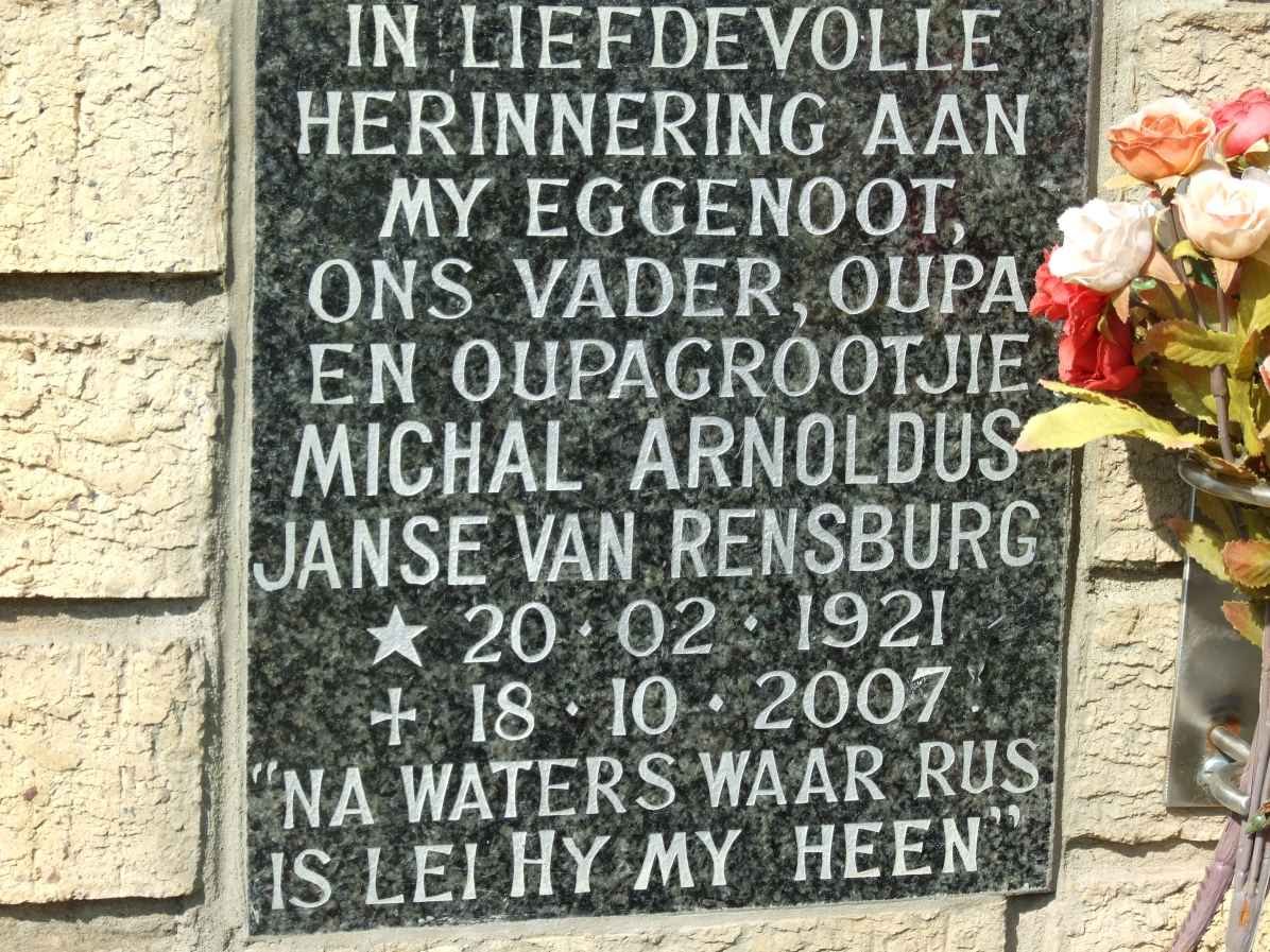 RENSBURG Michal Arnoldus, Janse van 1921-2007