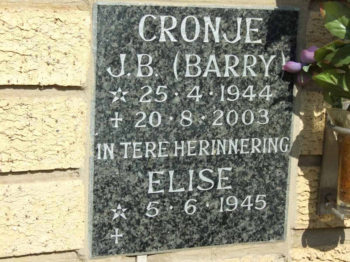 CRONJE J.B. 1944-2003 &amp; Elise 1945-
