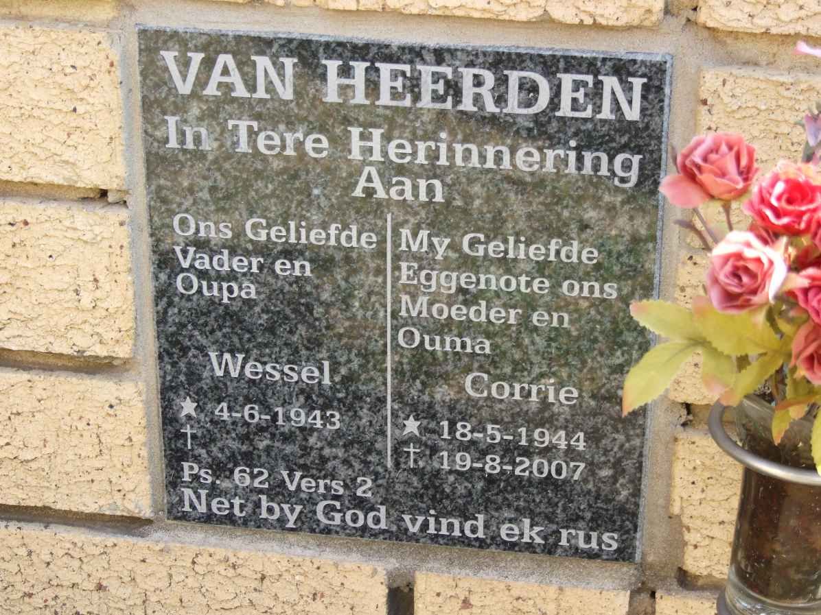 HEERDEN Wessel, van 1943- &amp; Corrie 1944-2007