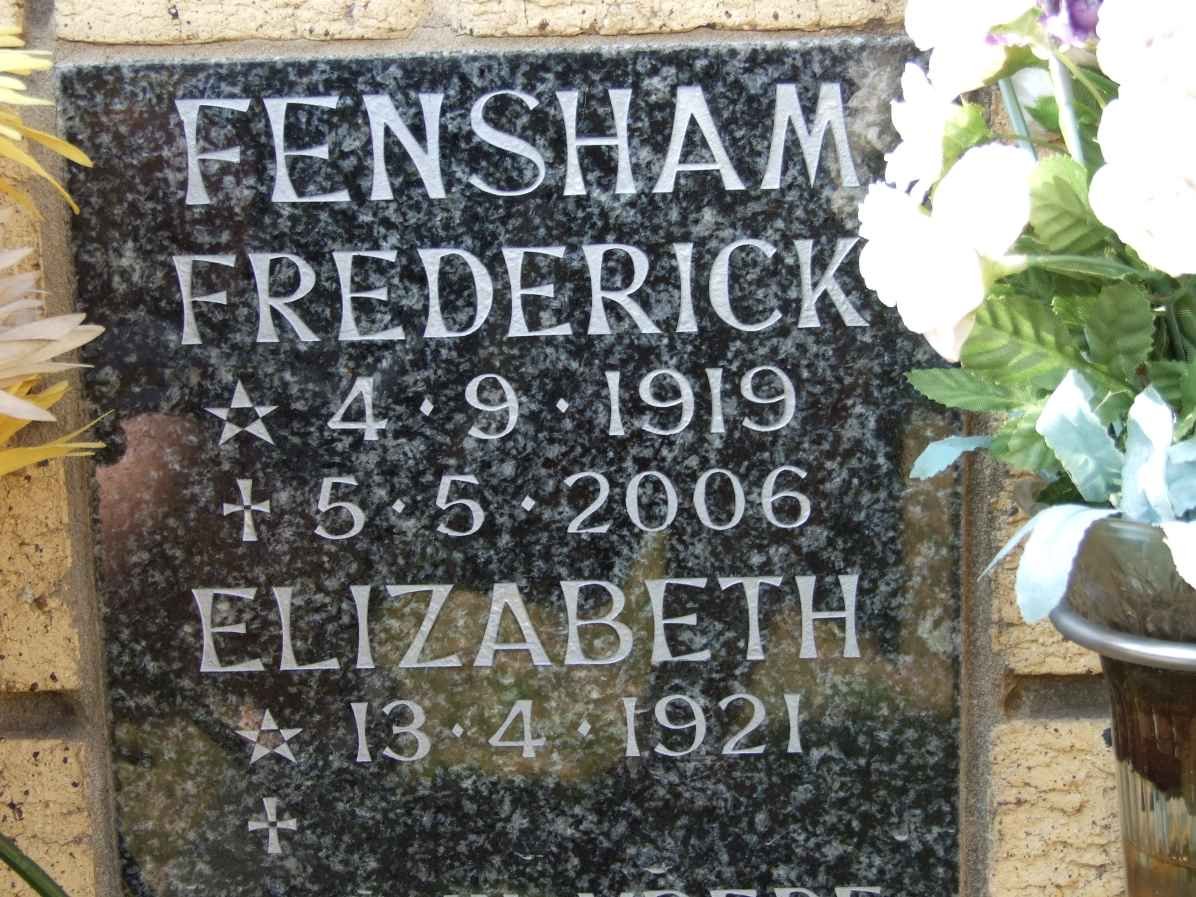 FENSHAM Frederick 1919-2006 &amp; Elizabeth 1921-