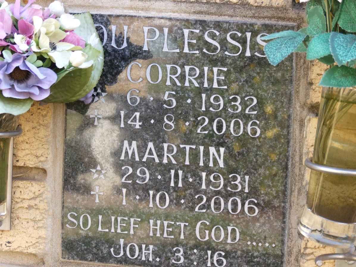 PLESSIS Martin, du 1931-2006 &amp; Corrie 1932-2006