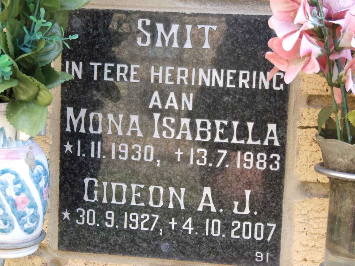 SMIT Gideon A.J. 1927-2007 &amp; Mona Isabella 1930-1983