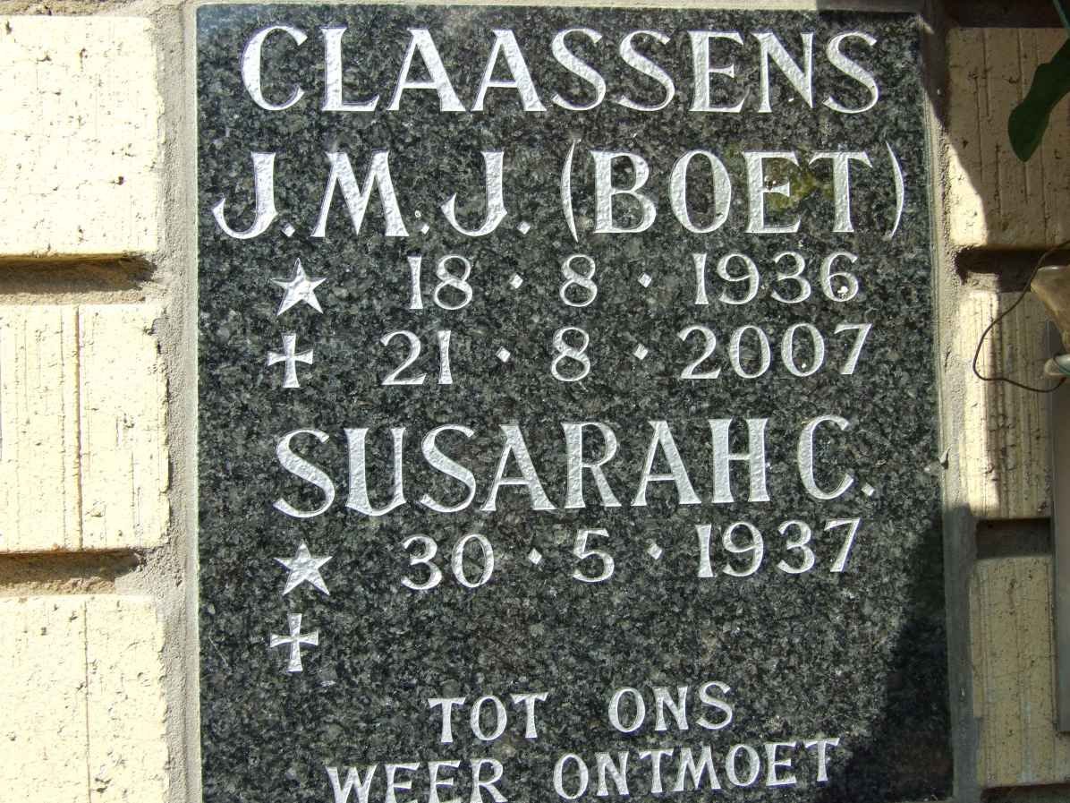 CLAASSENS J.M.J. 1936-2007 &amp; Susarah C. 1937-