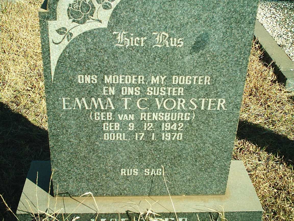 VORSTER Emma T.C.  nee VAN RENSBURG 1942-1970