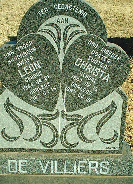 VILLIERS Leon, de 1944-1987 &amp; Christa 1947-1987