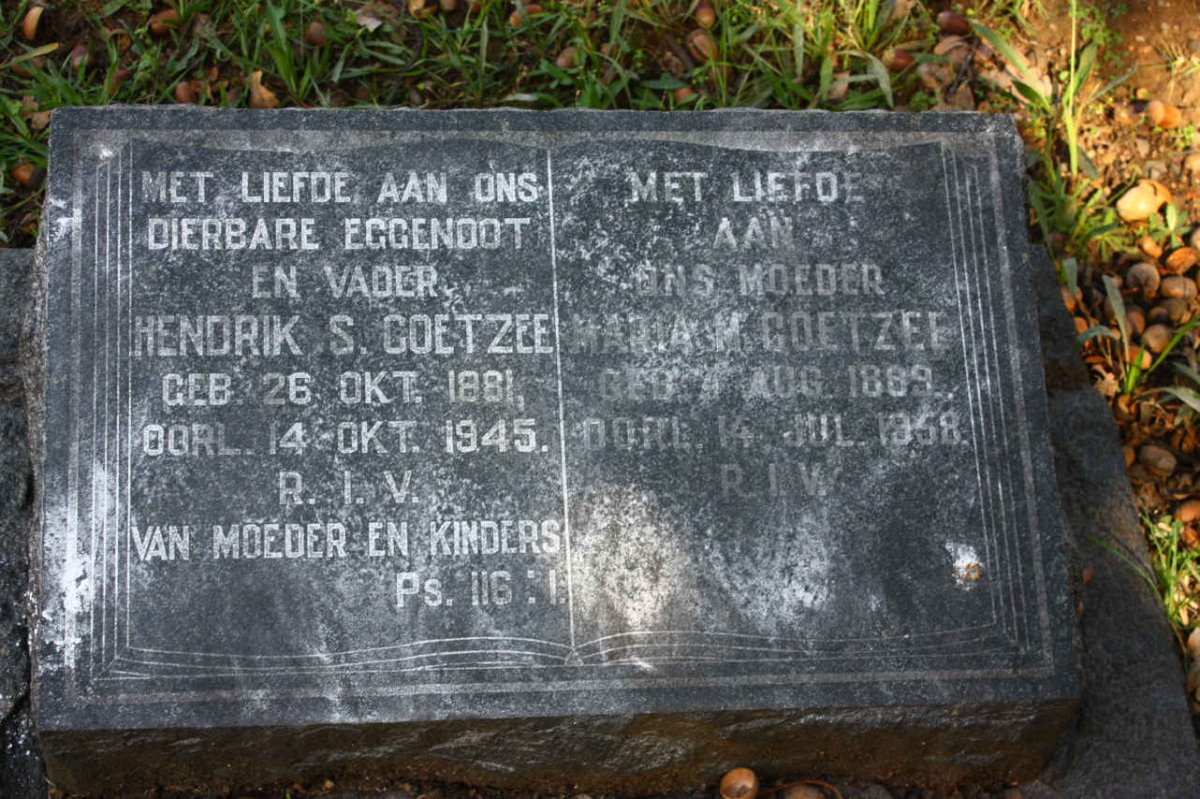 COETZEE Hendrik S. 1881-1945 &amp; Maria M. 1889-1958