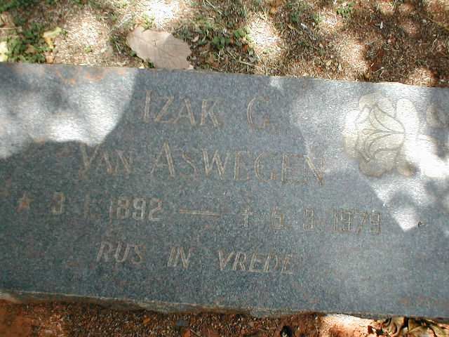 ASWEGEN Izak G., van 1892-1979