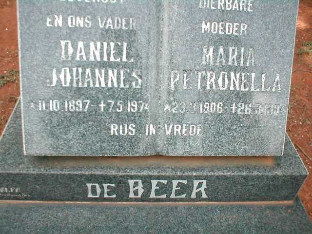 BEER Daniel Johannes, de 1897-1974 &amp; Maria Petronella  1906-1994