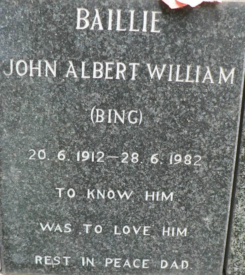 BAILLIE John Albert William 1912-1982
