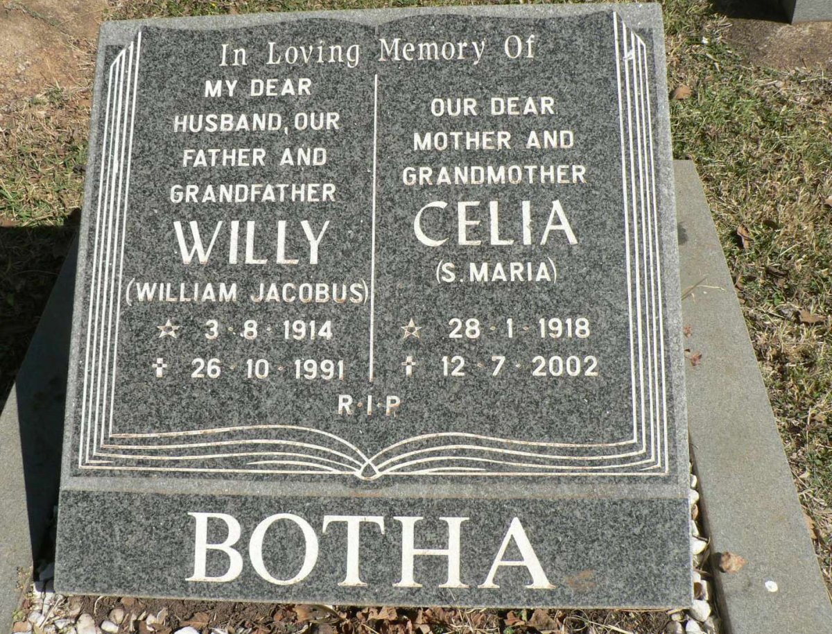 BOTHA William Jacobus 1914-1991 &amp; S. Maria 1918-2002
