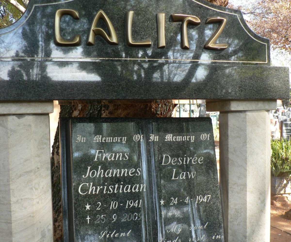 CALITZ Frans Johannes Christiaan 1941-2009 &amp; Desiree Law 1947-
